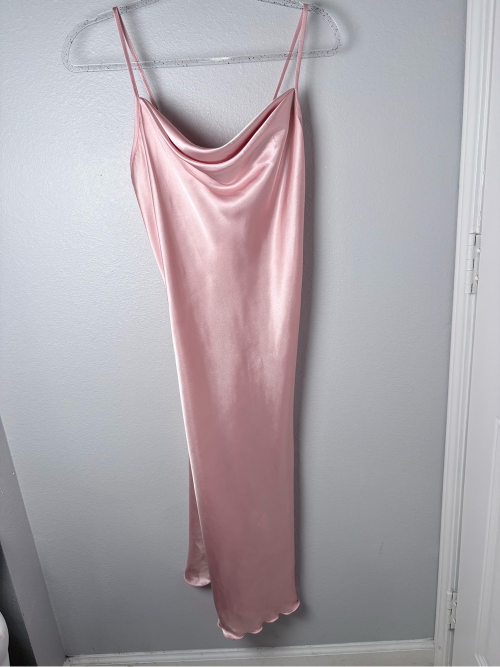 bebe Satin Slip Cowl Neck Maxi Dress in Blush Pink Womens Size S - Picture 8 of 15